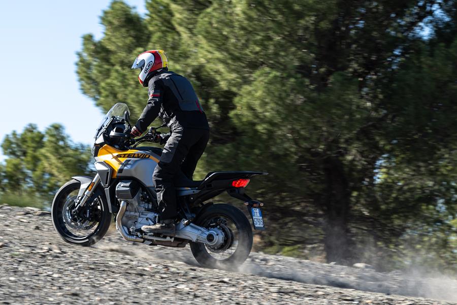 2024 Moto Guzzi Stelvio spinning rear wheel off-road