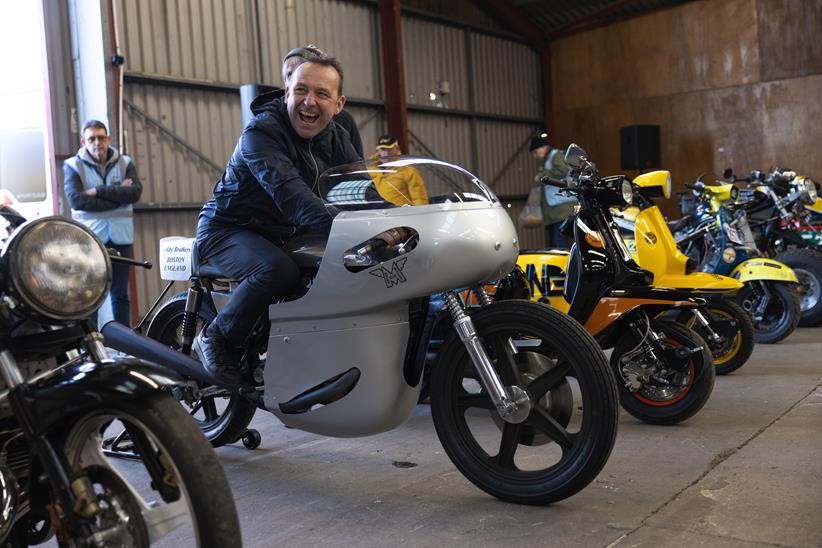 Bristol Bike Show attendee sitting on classic bike