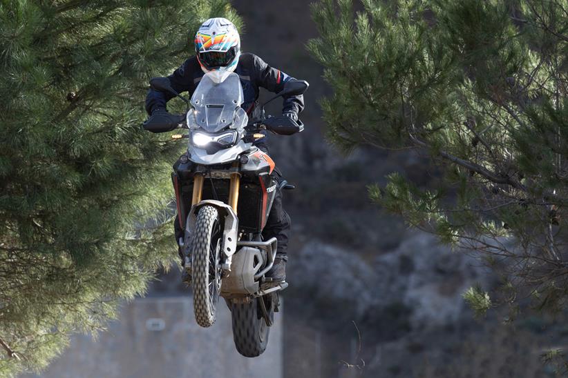 Alpinestars Andes V3 jacket bike jump action shot