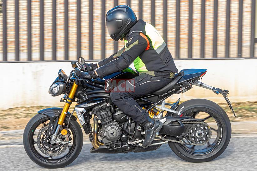 Triumph Speed Triple RS spy shot left side action