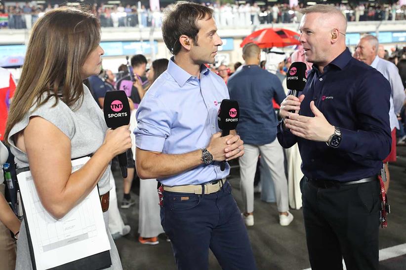 Michael Laverty with TNT Sports colleagues Suzi Perry and Sylvain Guintoli