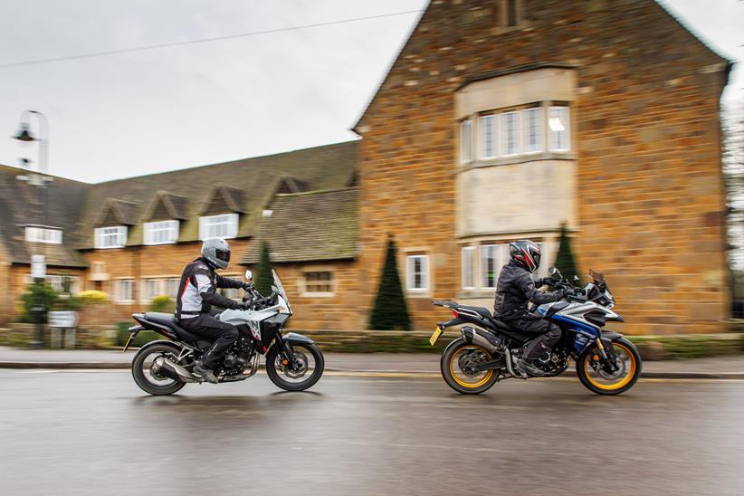Voge DS525X and Honda NX500 navigate the tiny towns of Northamptonshire