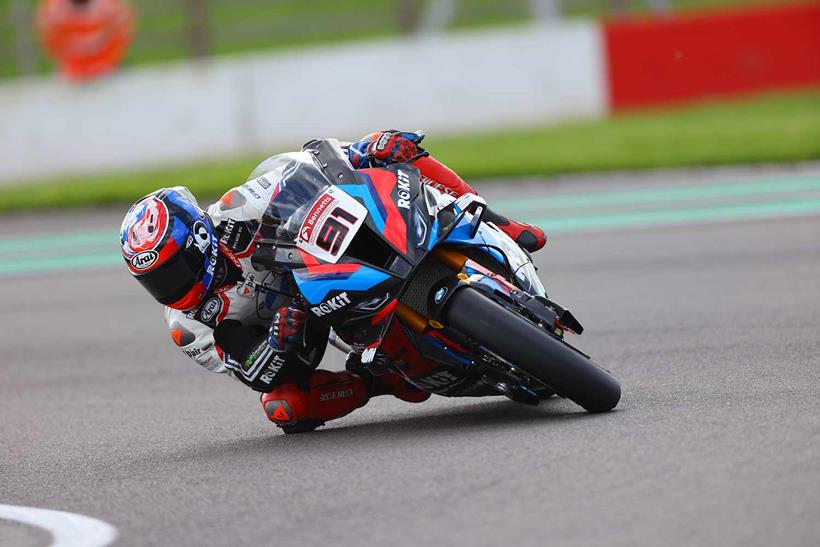 Leon Haslam onboard the ROKiT BMW during the 2023 BSB season.