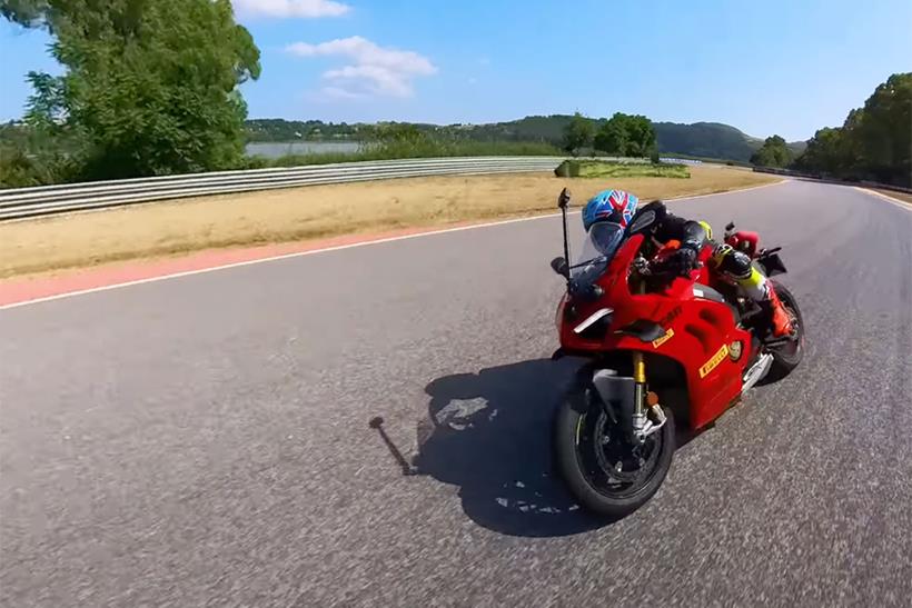 Insta360 X3 camera mounted to ducati