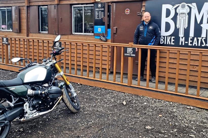 Ben outside the new café at The Bike Sanctuary