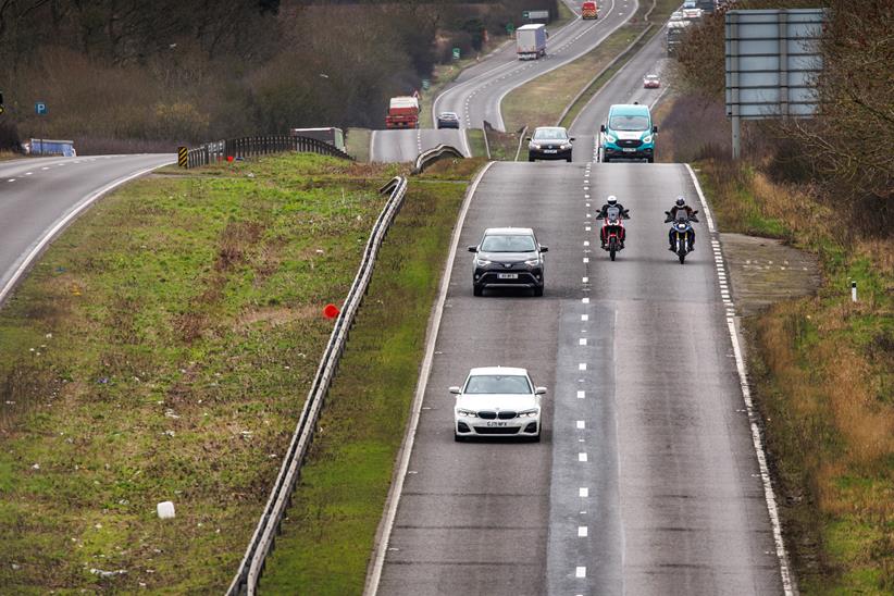 Suzuki V-Strom 1050 DE and Honda Africa Twin on the motorway