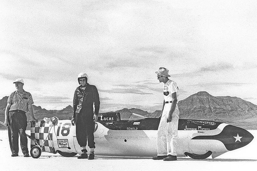 The streamliner on the salt flats at Bonneville