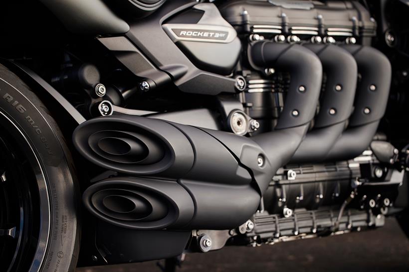 The Triumph Rocket 3 features a three-cylinder engine