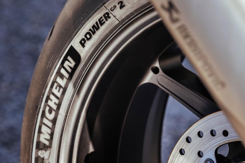 Michelin Power GP 2 tyres embossed lettering