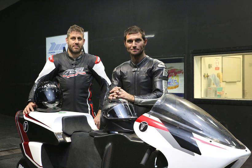 WMC250EV's designer Rob White with Guy Martin