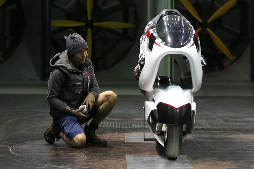 WMC250EV being examined by Guy Martin