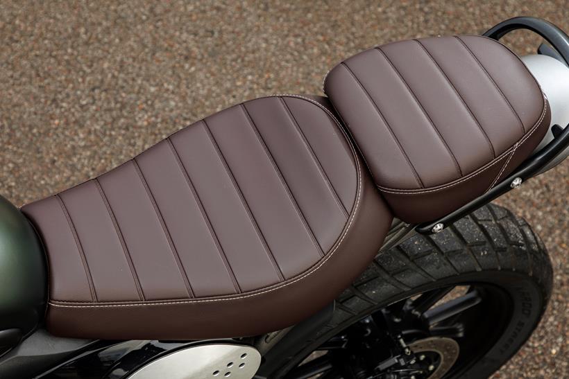 Triumph Scrambler 400 X has a 835mm seat height and room for a pillion