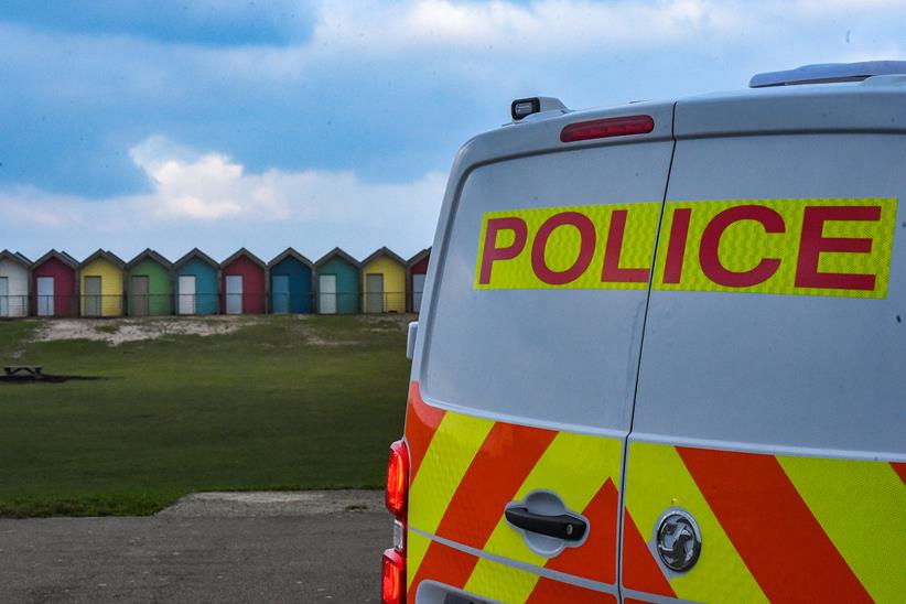 Rear shot of police van