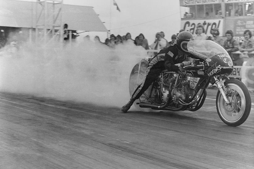 Norton Hogslayer performing a rolling burnout