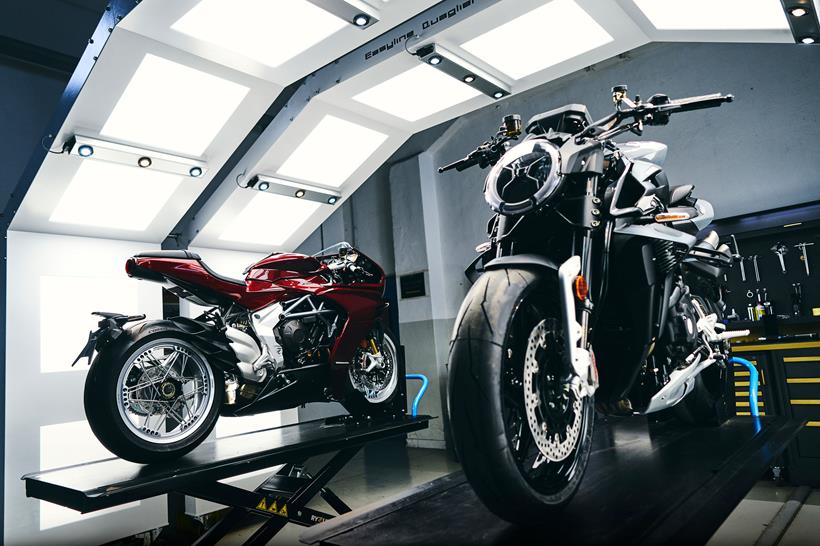 MV Agusta motorcycles in workshop