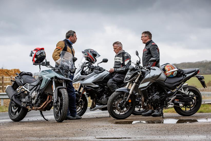 Discussing the benefits of Triumph Tiger Sport 660, Honda CB750 Hornet and Suzuki V-Storm 800 RE