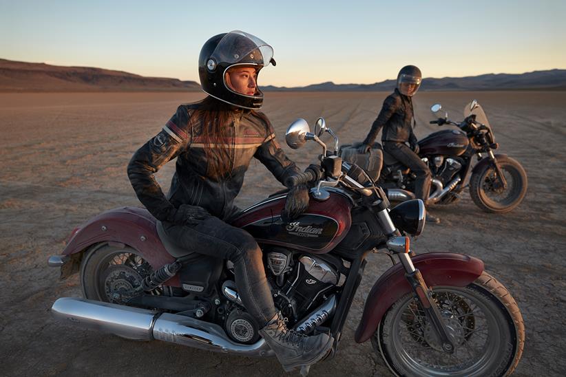 Indian Scout Classic parked on sand