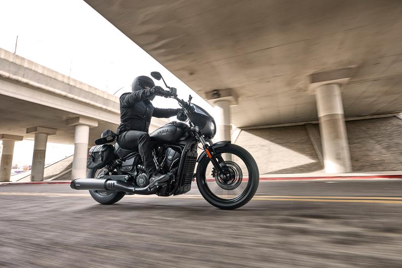 Indian Sport Scout being ridden on a road