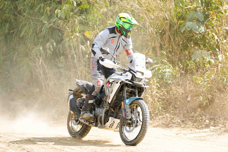 CFMoto 450MT front action shot off road