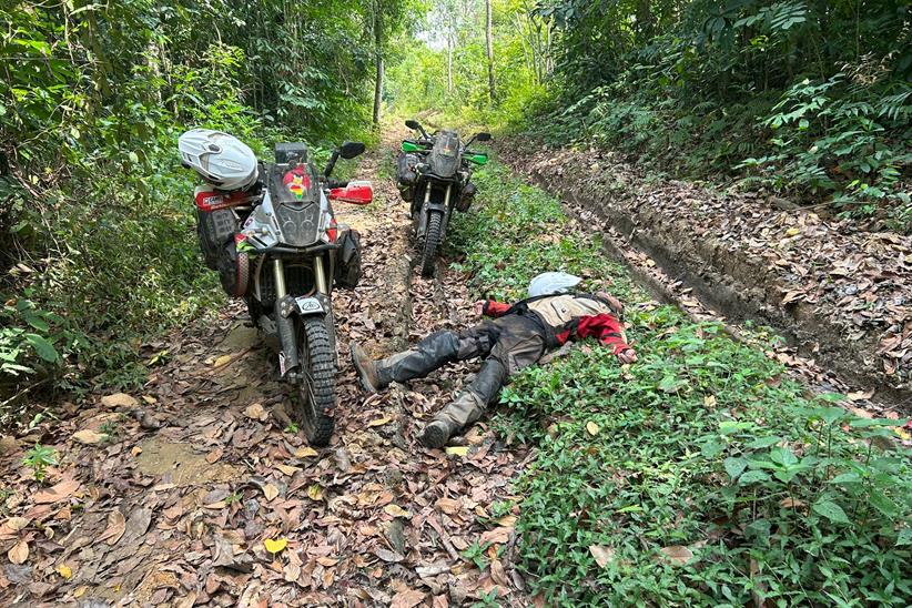 Derek exhausted after miles of tough trails