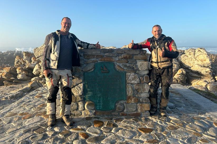 The duo at the southern most point of Africa