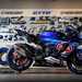 A side view of the Jonathan Rea special edition Yamaha R1, finished in blue