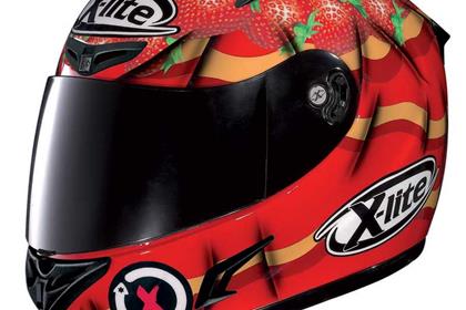 Jorge Lorenzo's well-known strawberry helmet