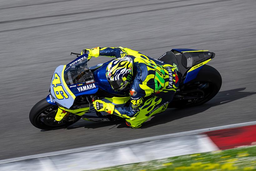 Valentino Rossi cornering on the GYTR R1