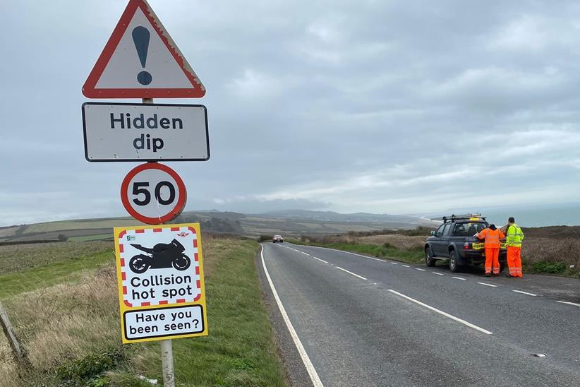 Dorset road safety sign on 50mph road