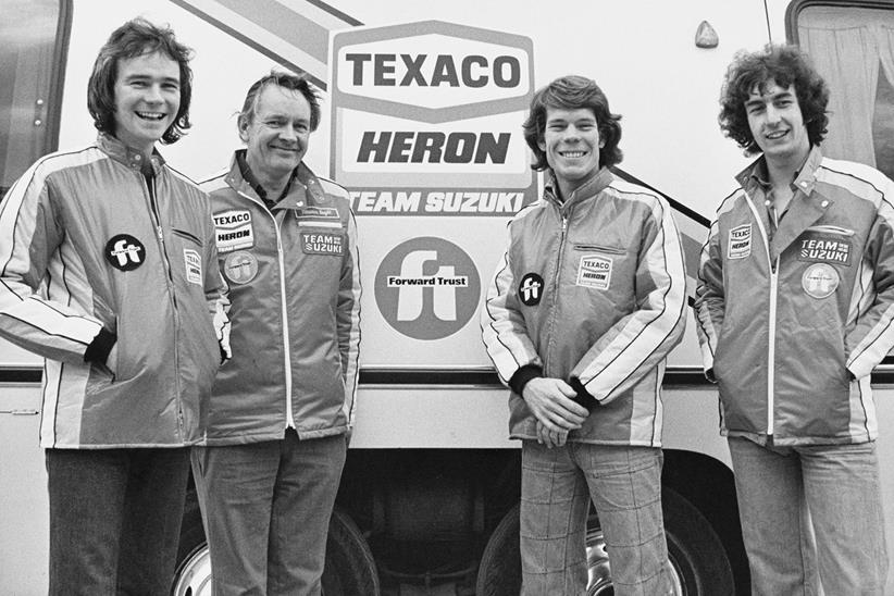 Pat Hennen with his factory Suzuki team