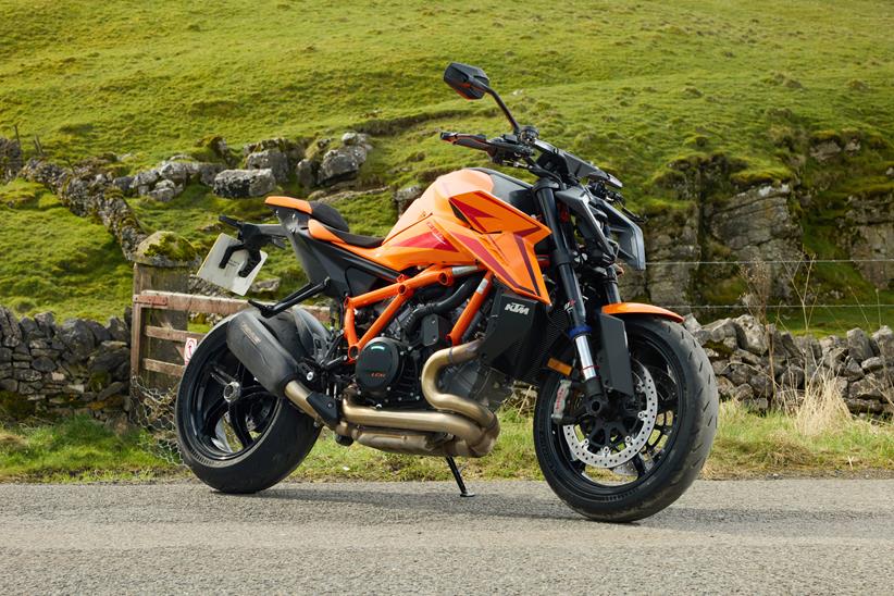 You can see the KTM 1390 Super Duke R Evo has a huge lump of an engine