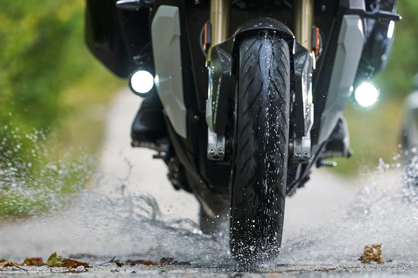 Metzeler Roadtec 02s through a puddle