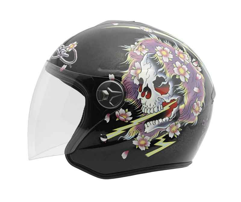 Ed Hardy Motorcycle Helmet with old school tattoo designs  half open face   Amazonae Sporting Goods