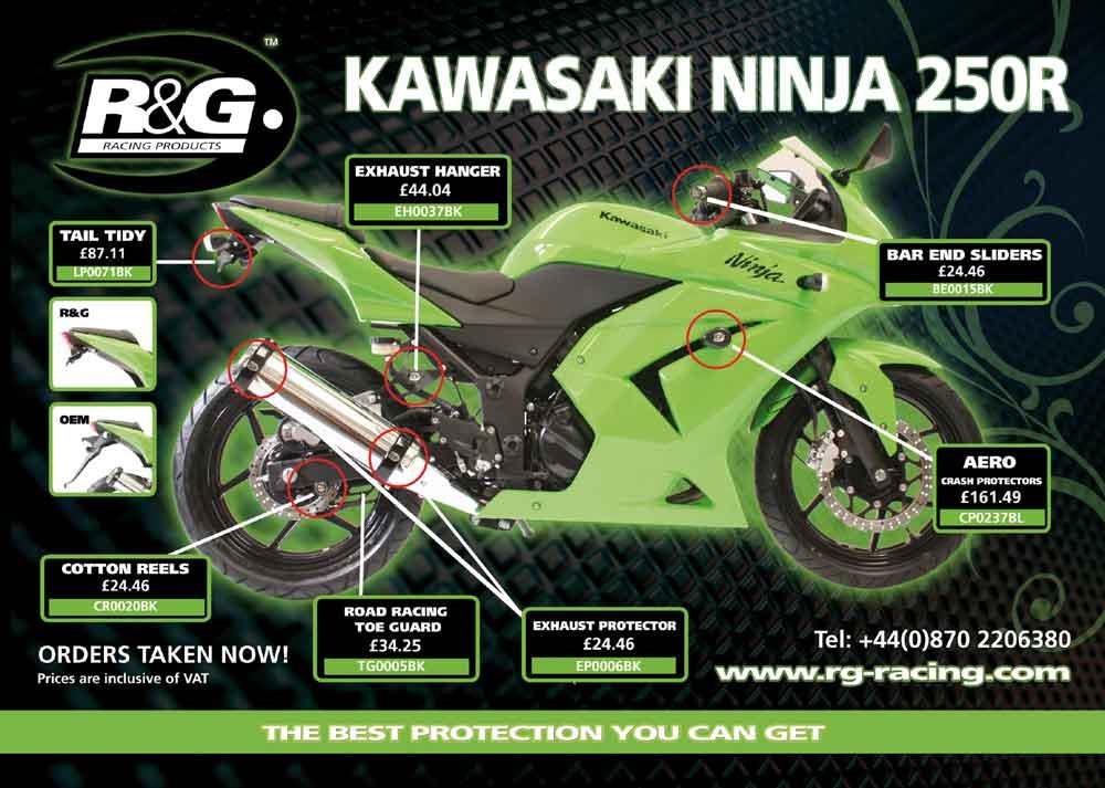 Brace pakke skud Kawasaki Ninja 250R bolt-ons from R&G | MCN