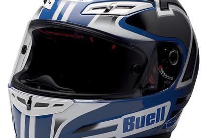 The Buell GP Tech Full Face Helmet is manufactured by AGV