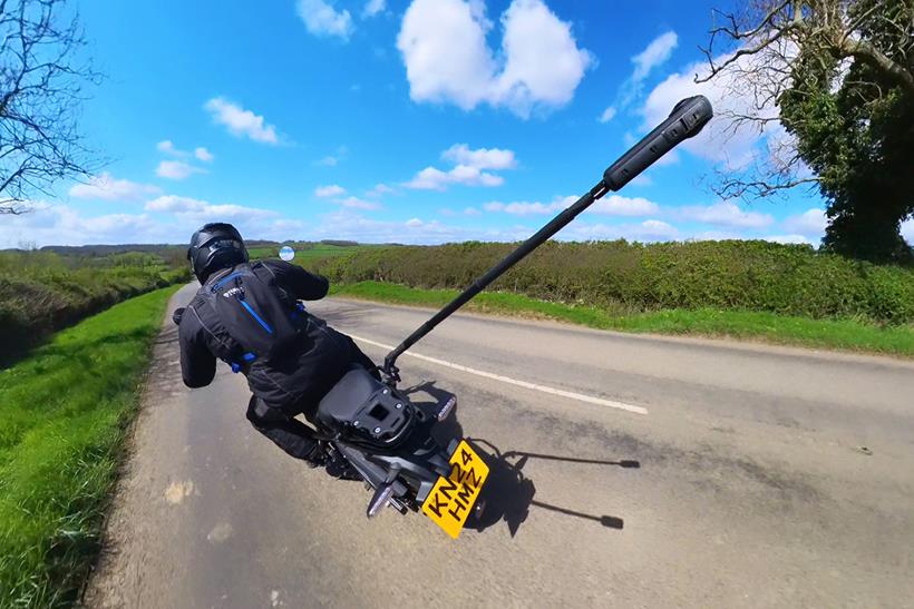 Using an Insta360 X4 action camera on a UK country road