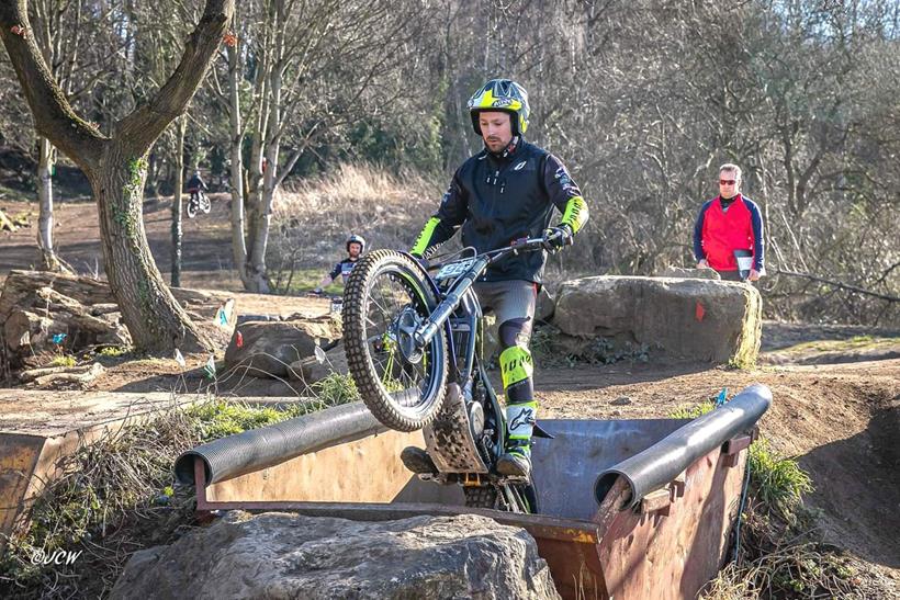 Wheelieing out of a skip at Hooton - credit John Wilkinson