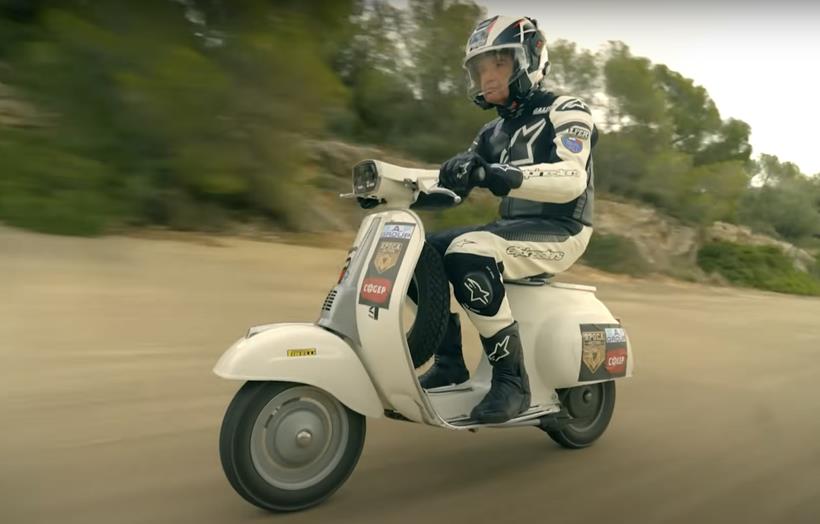 Valerio Boni on his classic Vespa scooter