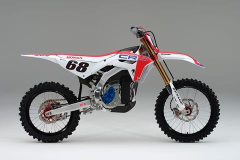 HRC-backed Honda CR Electric Proto motocross racer leads international off-road race series