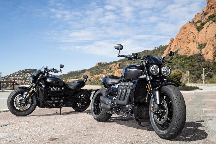 2024 Triumph Rocket 3 Storm GT (left) and R