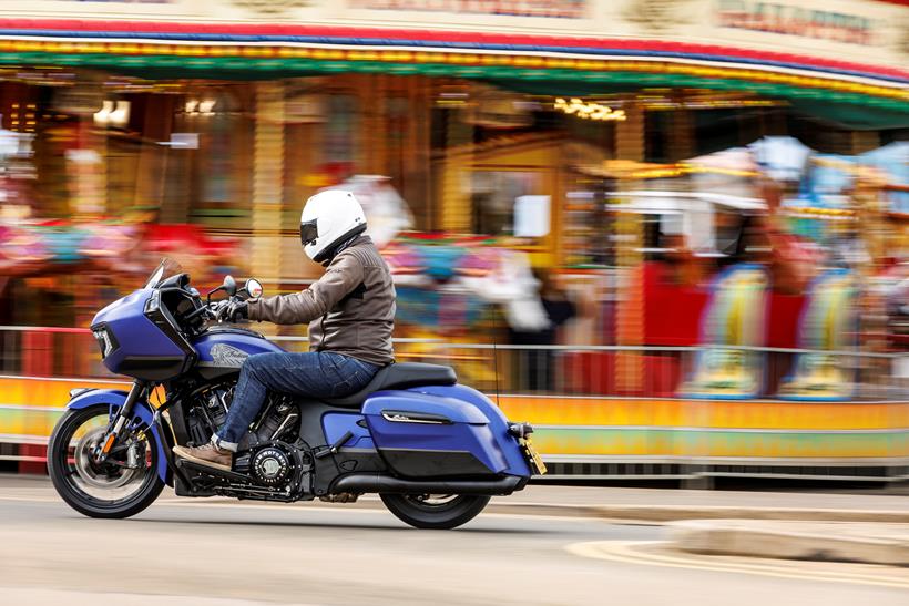 Indian Challenger Dark Horse vs Harley-Davidson Road Glide - Indian riding past