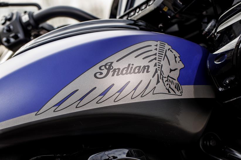 2024 Indian Challenger Dark Horse vs Harley-Davidson Road Glide - side shot of Indian fuel tank and badge detail