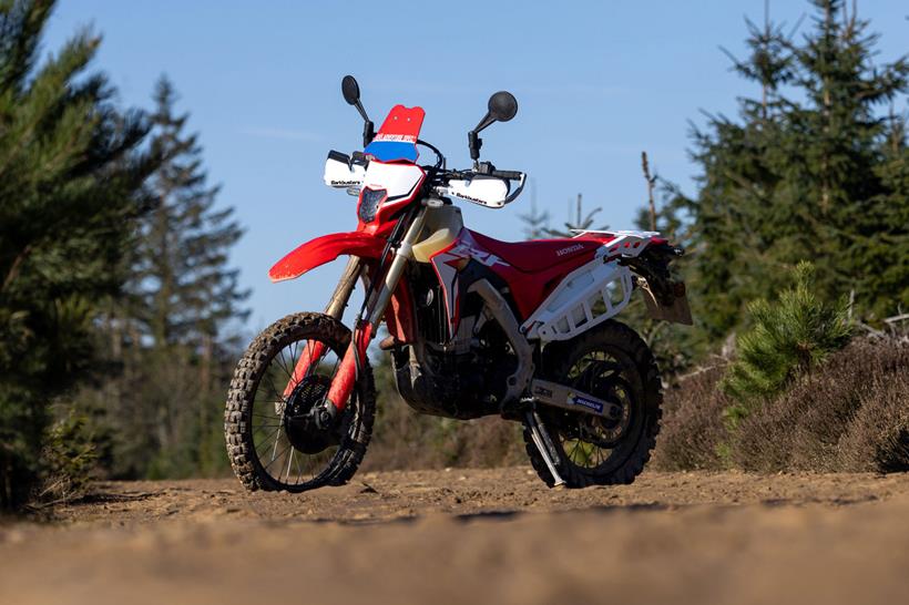 Front three quarters view of Honda CRF450L