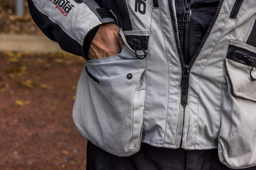 The Alpinestars Bogota jacket, close up of the external pockets