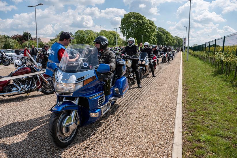 Honda Gold Wing parked up in a queue