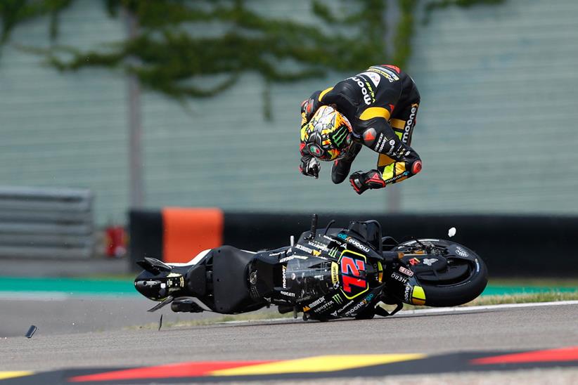 Marco Bezzecchi crashing at Sachsenring MotoGP by candidate Charlotte Jones