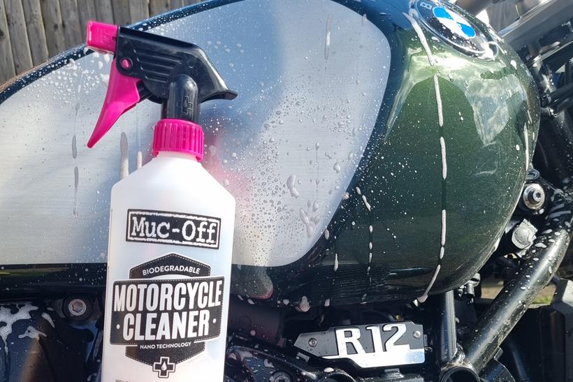 A BMW R12 with Muc-Off bike cleaner