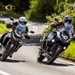 2024 BMW F900GSA and triumph tiger 900 Rally Pro - cornering on country road side by side