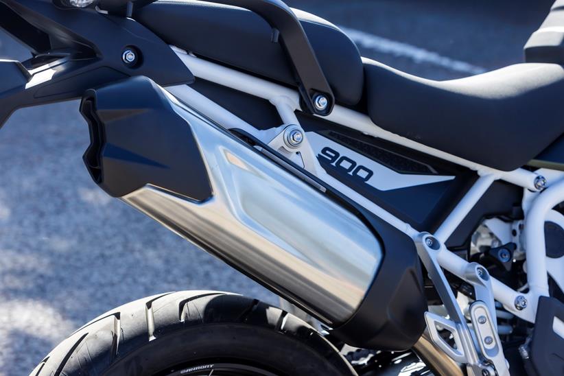 2024 Triumph Tiger 900 Rally Pro - detailed shot of exhaust