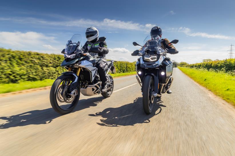 2024 BMW F900GSA and 2024 Triumph Tiger 900 Rally Pro - riding side by side